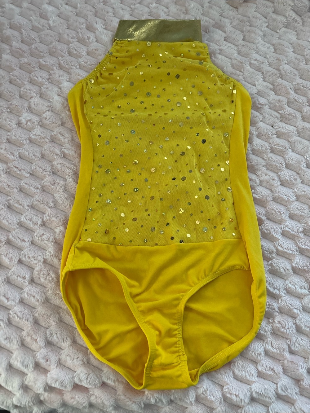 Kids Yellow Sequin One-Piece Leotard